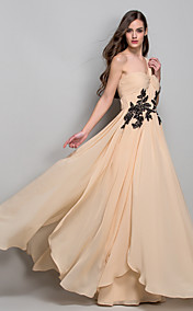 A-line One Shoulder Floor-length Chiffon Evening Dress (759919)