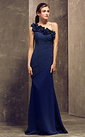 Sheath/Column One Shoulder Floor-length Chiffon Bridesmaid Dress (722125)