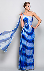 Sheath/Column One Shoulder Floor-length Tulle And Lace Evening Dress
