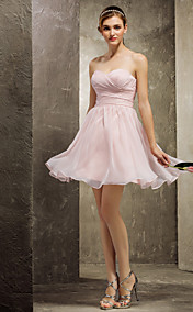 A-line Sweetheart Short/Mini Chiffon Bridesmaid Dress