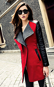 Women's Wide Collar Stitching Tweed Coat