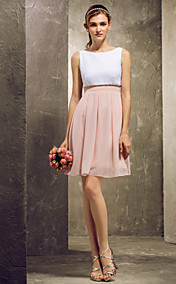 A-line Scoop Short/Mini Chiffon Bridesmaid Dress (808899)