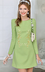 Pink Doll Elegance Embroidery Woolen Mini Dress