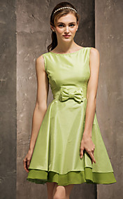 A-line Scoop Short/Mini Taffeta Bridesmaid Dress (808905)