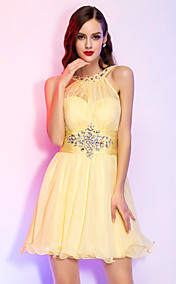 A-line Princess High Neck Short/Mini Chiffon Cocktail Dress (759815)