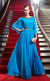 Sheath/Column Scoop Floor-length Chiffon Evening Dress inspired by TEA FALCO