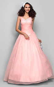 Ball Gown Straps Floor-length Organza Evening/Prom Dress (682737)