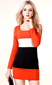 Seedgobon Women's Western Style Mid Length Long Sleeve Fitted Dress