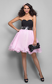 A-line Princess Sweetheart Short/Mini Organza And Chiffon Cocktail/Prom Dress (759824)
