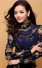 Women'S Lace Bodycon Long Sleeve T-Shirt