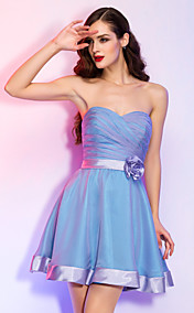 A-line Princess Sweetheart Short/Mini Stretch Satin And Chiffon Cocktail Dress (759818)