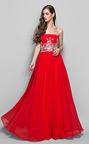 A-line/Princess Strapless Floor-length Chiffon Evening Dress