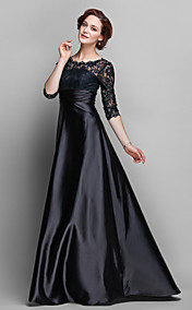 Sheath/Column Jewel Floor-length Stretch Satin And Lace Mother of Bride Dress (682760)