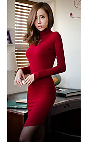 High Neck Long Sleeve Women Dress