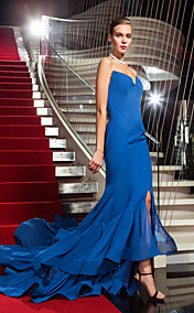 Trumpet/Mermaid Strapless Sweep/Brush Train Chiffon Evening Dress inspired by Rosci Diaz at the Emmys
