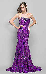 Trumpet/Mermaid Sweetheart Sweep/Brush Train Sequined Evening Dress 