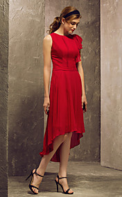 Sheath/Column Scoop Asymmetrical Chiffon Bridesmaid Dress (710819)