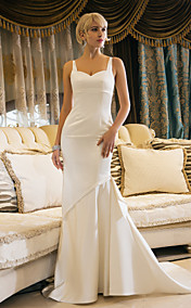 Trumpet/Mermaid Spaghetti Straps Court Train Satin Wedding Dress (631198)