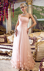Sheath/Column Strapless Floor-length Tulle Evening/Prom Dress (466570)