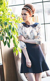 TS Contrast Collar Long Sleeve Dress
