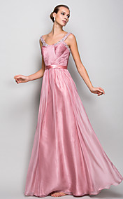 A-line/Princess Straps Floor-length Chiffon Evening/Prom Dress