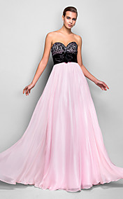 A-line Sweetheart Natural Floor-length Chiffon Evening/Prom Dress(759804)