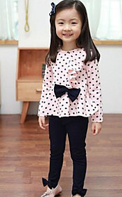 Girl's Dots and Bowknot Pattern Clothing Set