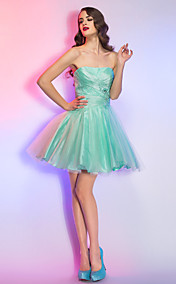 A-line/Princes Strapless Short/Mini Taffeta and Tulle Cocktail/Prom Dress