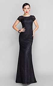 Trumpet/Mermaid Scoop Sweep/Brush Train Lace Evening Dress (944182)