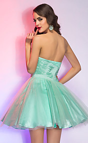 A-line/Princes Strapless Short/Mini Taffeta And Tulle Cocktail/Prom Dress