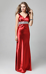 Sheath/Column Straps Floor-length Stretch Satin Evening/Prom Dress