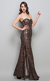Sheath/Column   Strapless  Floor-length  Sequined Evening Dress
