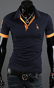 Men's Lapel Embroidery Slim Short Sleeve T-Shirt 