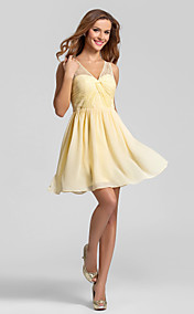 A-line V-neck Short/Mini Chiffon Bridesmaid Dress (808882) 