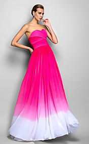 A-line Sweetheart Natural Sweep/Brush Train Chiffon Evening Dress