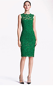 Women's Lace O-Neck Embroidery Sleeveless Dress
