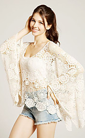 Women's Lace Cut Out Cape Sleeve Blouse