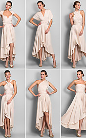 Sheath/Column Asymmetrical Jersey Convertible Dress (633752)