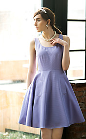 TS Simplicity Round Collar Sleeveless Swing Dress