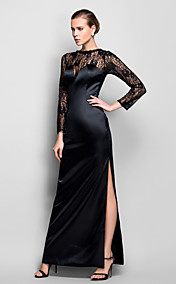 Sheath/Column Scoop Floor-length Stretch Satin And Lace Evening Dress (759902)