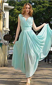 TS Colorful V-Neck Slim Cut Maxi Dress