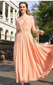 TS Colorful V-Neck Slim Cut Maxi Dress
