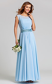 A-line Scoop Natural Ankle-length Chiffon Bridesmaid Dress(710820) 