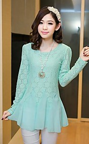 Women's  Round Collar Lace Long Sleeve Blouse