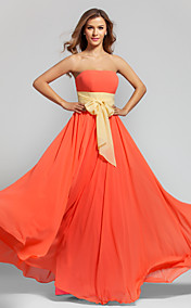 A-line Strapless Floor-length Chiffon Bridesmaid Dress (808848)