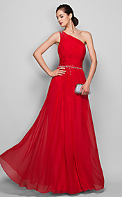Sheath/Column One Shoulder Floor-length Chiffon Evening/Prom Dress