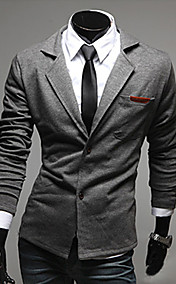 Men's PU Leather Embellish Turndown Collar Blazer