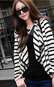 Womens Casual Black White Stripe Irregular Cardigan
