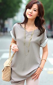 Women's V Neck Splicing Loose Blouse