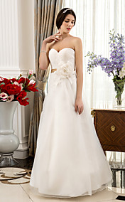 A-line/Princess Sweetheart Floor-length Lace And Organza Wedding Dress